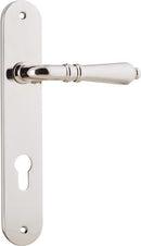 Iver Sarlat Solid Brass Door Lever on Oval Backplate | Entrance Lever Set Only | 10 Finishes - Polished Nickel