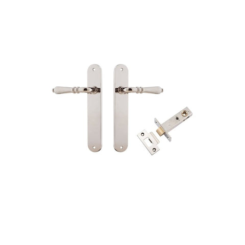 Iver Sarlat Solid Brass Door Lever on Oval Backplate | Passage Kit | 10 Finishes - Polished Nickel