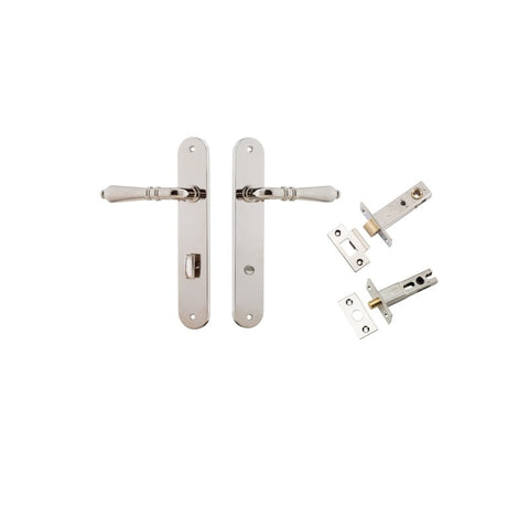 Iver Sarlat Solid Brass Door Lever on Oval Backplate | Separate Privacy Kit | 10 Finishes - Polished Nickel