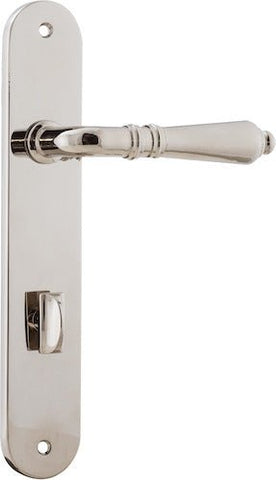 Iver Sarlat Solid Brass Door Lever on Oval Backplate | Privacy Lever Set Only | 10 Finishes - Polished Nickel