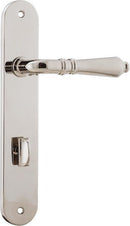 Iver Sarlat Solid Brass Door Lever on Oval Backplate | Privacy Lever Set Only | 10 Finishes - Polished Nickel