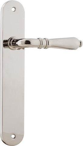 Iver Sarlat Solid Brass Door Lever on Oval Backplate | Passage Lever Set Only | 10 Finishes - Polished Nickel