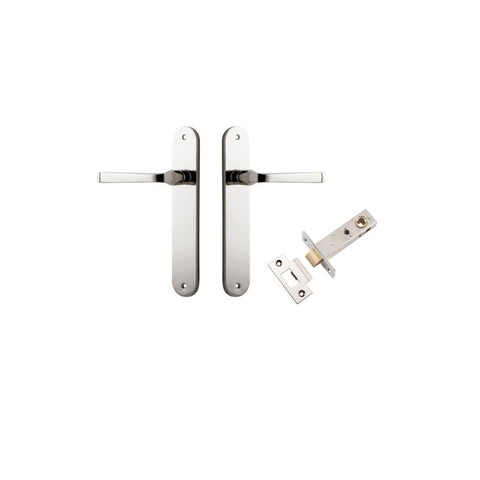 Iver Annecy Solid Brass Door Lever on Oval Backplate | Passage Kit | 9 Finishes - Polished Nickel
