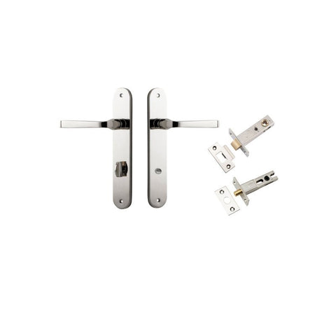Iver Annecy Solid Brass Door Lever on Oval Backplate | Separate Privacy Kit | 9 Finishes - Polished Nickel