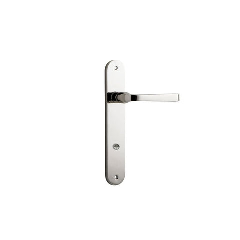 Iver Annecy Solid Brass Door Lever on Oval Backplate | Privacy Lever Set Only | 9 Finishes - Polished Nickel