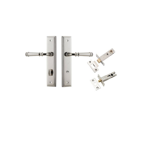 IVER Verona Door Lever Handle On Stepped Backplate | Separate Privacy Kit | 9 Finishes - Polished Nickel