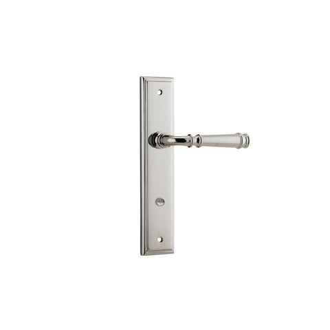 IVER Verona Door Lever Handle On Stepped Backplate | Privacy Lever Set Only | 9 Finishes - Polished Nickel