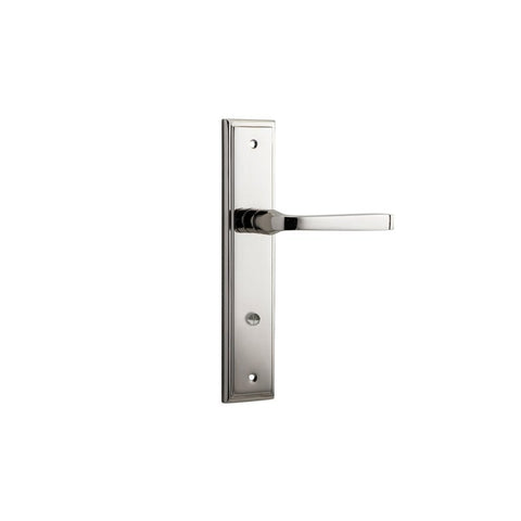 IVER Annecy Door Lever Handle On Stepped Backplate | Privacy Lever Set Only | 9 Finishes - Polished Nickel