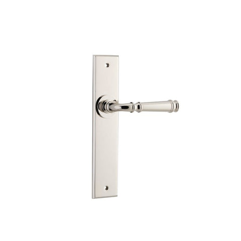 IVER Verona Door Lever Handle On Chamfered Backplate | Passage Lever Set Only | 9 Finishes - Polished Nickel