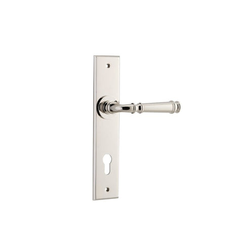 IVER Verona Door Lever Handle On Chamfered Backplate | Entrance Lever Set Only | 9 Finishes - Polished Nickel