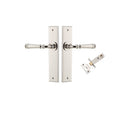 IVER Verona Door Lever Handle On Chamfered Backplate | Passage Kit | 9 Finishes - Polished Nickel