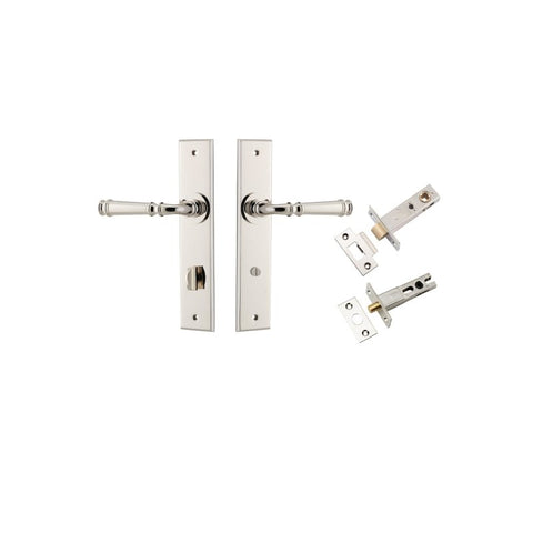 IVER Verona Door Lever Handle On Chamfered Backplate | Separate Privacy Kit | 9 Finishes - Polished Nickel