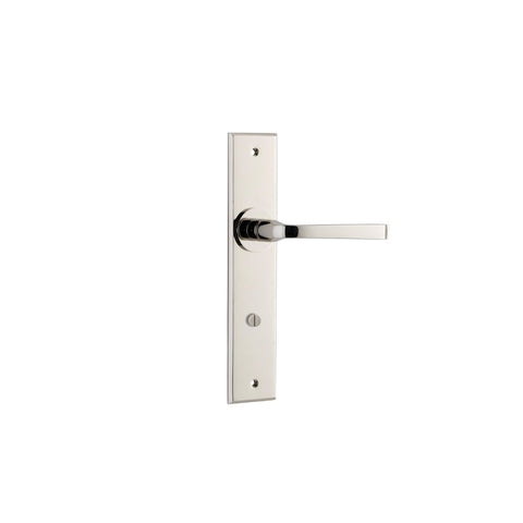 IVER Annecy Door Lever Handle On Chamfered Backplate | Privacy Lever Set Only | 9 Finishes - Polished Nickel