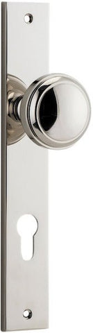 IVER Paddington Door Knob On Rectangular Backplate | Entrance Lever Set Only | 9 Finishes - Polished Nickel
