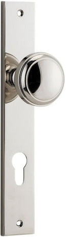 IVER Paddington Door Knob On Rectangular Backplate | Entrance Lever Set Only | 9 Finishes - Polished Nickel