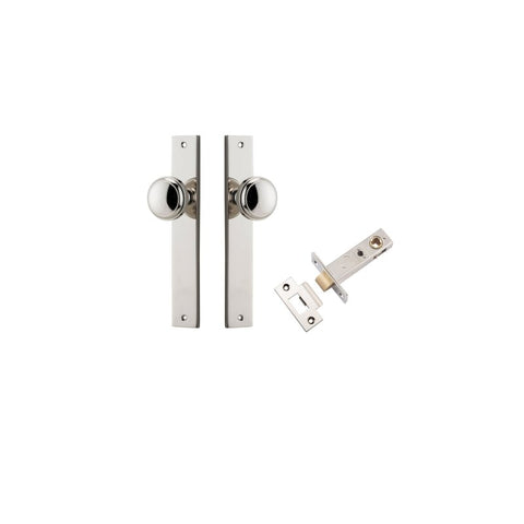 IVER Paddington Door Knob On Rectangular Backplate | Passage Kit | 9 Finishes - Polished Nickel