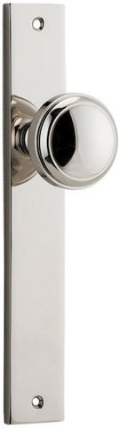 IVER Paddington Door Knob On Rectangular Backplate | Passage Lever Set Only | 9 Finishes - Polished Nickel