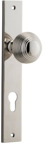 IVER Guildford Door Knob On Rectangular Backplate | Entrance Lever Set Only | 9 Finishes - Polished Nickel