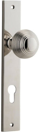 IVER Guildford Door Knob On Rectangular Backplate | Entrance Lever Set Only | 9 Finishes - Polished Nickel