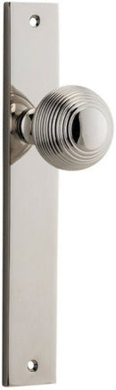 IVER Guildford Door Knob On Rectangular Backplate | Passage Lever Set Only | 9 Finishes - Polished Nickel