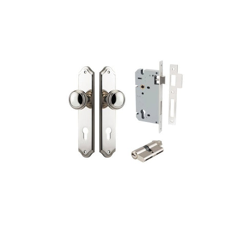 IVER Paddington Door Knob On Shouldered Backplate | Entrance Kit (Key/Key) | 9 Finishes - Polished Nickel