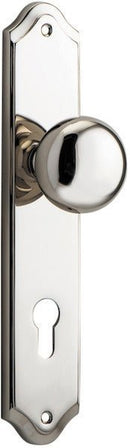 IVER Cambridge Door Knob On Shouldered Backplate | Entrance Lever Set Only | 9 Finishes - Polished Nickel