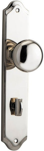 IVER Cambridge Door Knob On Shouldered Backplate | Privacy Lever Set Only | 9 Finishes - Polished Nickel