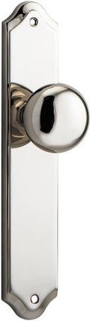 IVER Cambridge Door Knob On Shouldered Backplate | Passage Lever Set Only | 9 Finishes - Polished Nickel