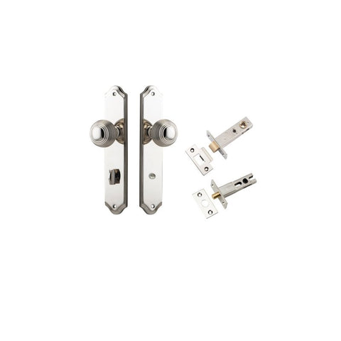 IVER Guildford Door Knob On Shouldered Backplate | Separate Privacy Kit | 8 Finishes - Polished Nickel