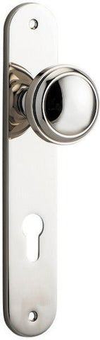 IVER Paddington Door Knob On Oval Backplate | Entrance Lever Set Only | 9 Finishes - Polished Nickel