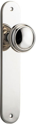 IVER Paddington Door Knob On Oval Backplate | Passage Lever Set Only | 9 Finishes - Polished Nickel
