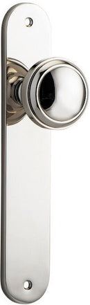 IVER Paddington Door Knob On Oval Backplate | Passage Lever Set Only | 9 Finishes - Polished Nickel