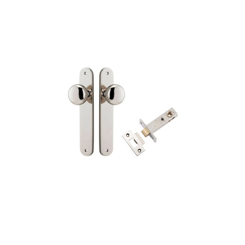 IVER Cambridge Door Knob On Oval Backplate | Passage Kit | 9 Finishes - Polished Nickel