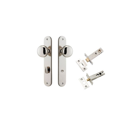 IVER Cambridge Door Knob On Oval Backplate | Separate Privacy Kit | 9 Finishes - Polished Nickel