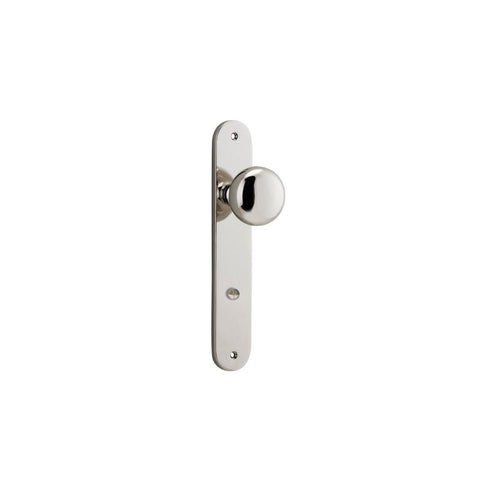 IVER Cambridge Door Knob On Oval Backplate | Privacy Lever Set Only | 9 Finishes - Polished Nickel