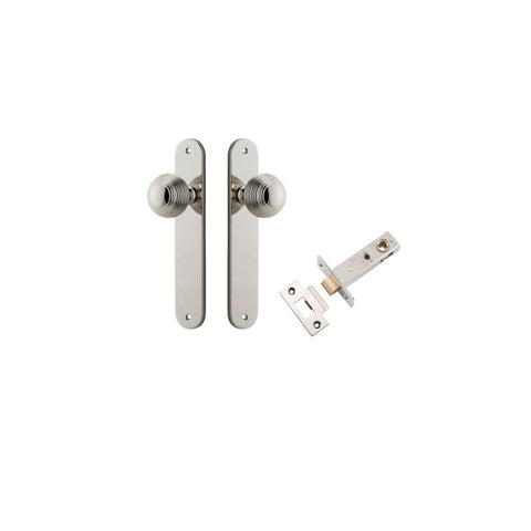 IVER Guildford Door Knob On Oval Backplate | Passage Kit | 9 Finishes - Polished Nickel