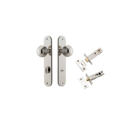 IVER Guildford Door Knob On Oval Backplate | Separate Privacy Kit | 9 Finishes - Polished Nickel