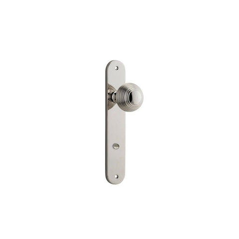 IVER Guildford Door Knob On Oval Backplate | Privacy Lever Set Only | 9 Finishes - Polished Nickel