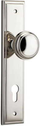 IVER Paddington Door Knob On Stepped Backplate | Entrance Lever Set Only | 9 Finishes - Polished Nickel