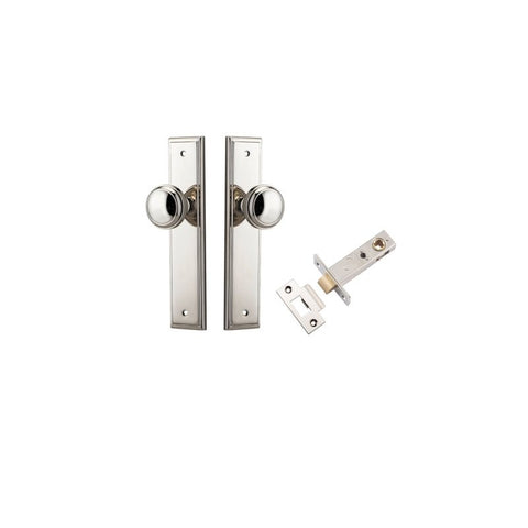 IVER Paddington Door Knob On Stepped Backplate | Passage Kit | 9 Finishes - Polished Nickel