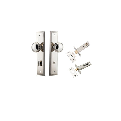 IVER Paddington Door Knob On Stepped Backplate | Separate Privacy Kit | 9 Finishes - Polished Nickel