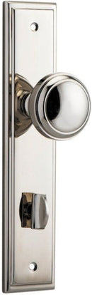 IVER Paddington Door Knob On Stepped Backplate | Privacy Lever Set Only | 9 Finishes - Polished Nickel
