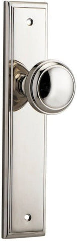 IVER Paddington Door Knob On Stepped Backplate | Passage Lever Set Only | 9 Finishes - Polished Nickel