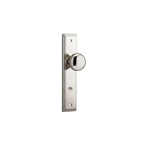 IVER Cambridge Door Knob On Stepped Backplate | Privacy Lever Set Only | 9 Finishes - Polished Nickel