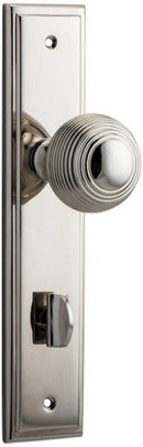 IVER Guildford Door Knob On Stepped Backplate | Privacy Lever Set Only | 9 Finishes - Polished Nickel