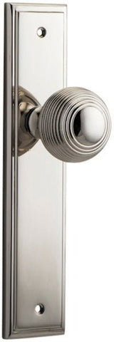 IVER Guildford Door Knob On Stepped Backplate | Passage Lever Set Only | 9 Finishes - Polished Nickel