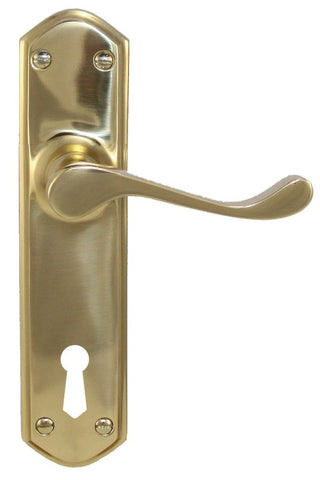 Superior Brass Lever Lock (CC 57mm) PVD PB 230x48mm ONLY LEVER SET - primehardware