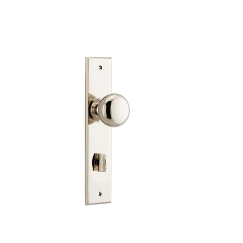 IVER Cambridge Door Knob On Chamfered Backplate | Privacy Lever Set Only | 9 Finishes - Polished Nickel
