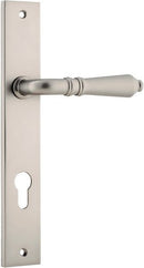 IVER Sarlat Lever Door Handle On Rectangular Backplate | Entrance Lever Set Only | 10 Finishes - Satin Nickel