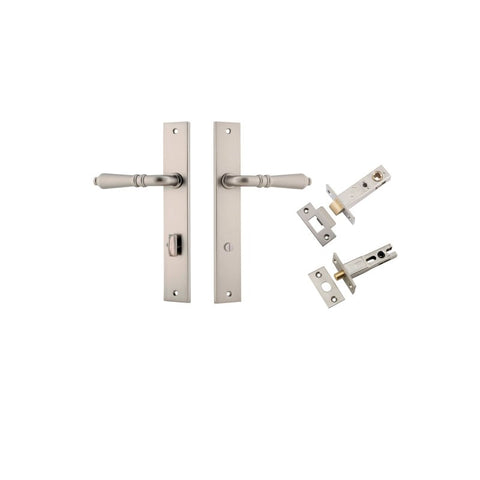 IVER Sarlat Lever Door Handle On Rectangular Backplate | Separate Privacy Kit | 10 Finishes - Satin Nickel